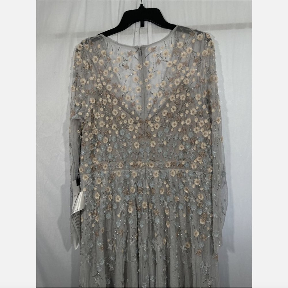NWT $798 Mac Duggal [ 14‎ ] Embellished Wrap Over Illusion Long Sleeve Gown Q635 - Picture 14 of 16